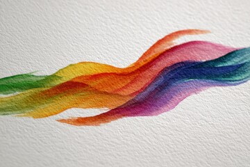 pride colors in gentle watercolor brushstrokes, flow across white paper