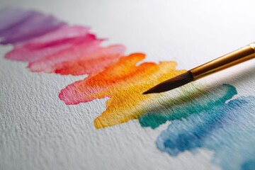 pride colors in gentle watercolor brushstrokes, flow across white paper