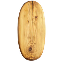 Oval wooden plaque with grain texture isolated on transparent background