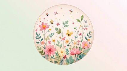 Floral Symphony A Whimsical Collection of Flowers Butterflies and Bees