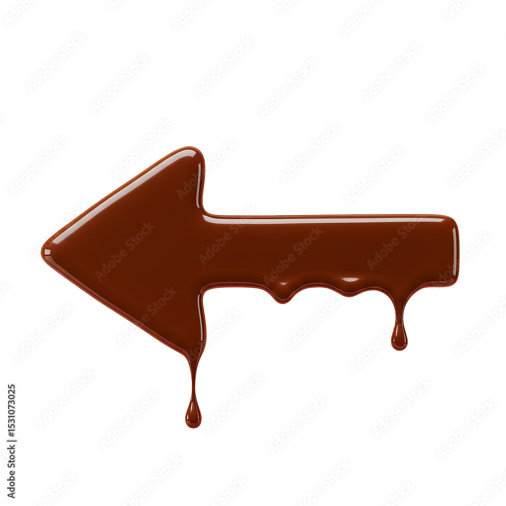 Poster chocolate arrow points left while dripping against a . - high quality chocolate arrow points left wh