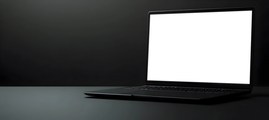 Office Workspace With Laptop Featuring PNG Mockup Screen for Marketing Materials, Digital Ads, and Web Content