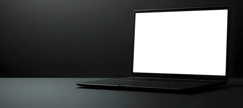 Office Workspace With Laptop Featuring PNG Mockup Screen for Marketing Materials, Digital Ads, and Web Content