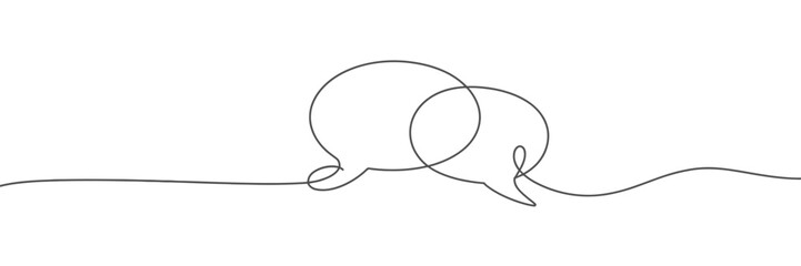 Continuous Line Drawing of Two Speech Bubbles on White Background