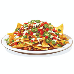 Loaded plate of nachos nacho chips vector isolated on a white background