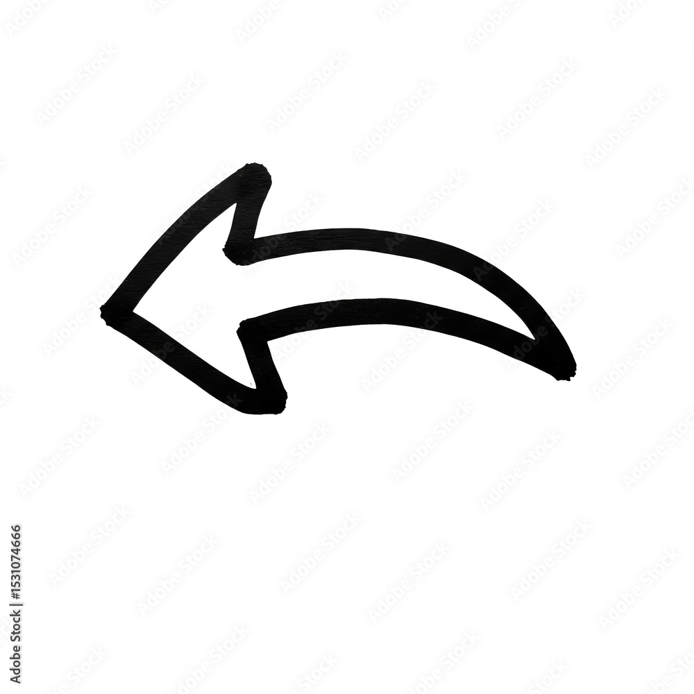 Poster curved arrow pointing towards the left is depicted using dark lines, suggesting direction and naviga