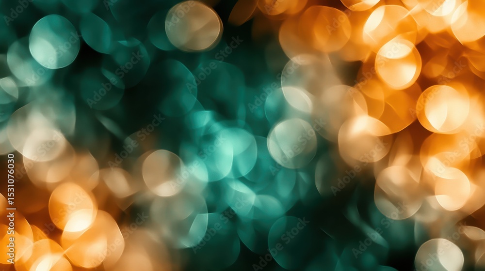 Poster a stunning array of soft-focus bokeh lights in green and orange hues, creating an abstract and artis