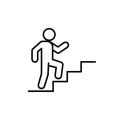 Simple Icon of a Person Climbing Stairs in Black and White