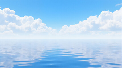 Fototapeta premium Clear blue skies clouds over calm water