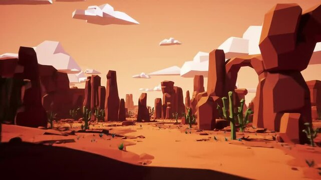 Stylized digital desert landscape illustration for graphic design