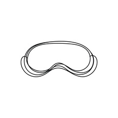 Minimalist Line Art of Swimming Goggles on a White Background