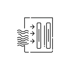 Air purification system icon with filter and airflow direction