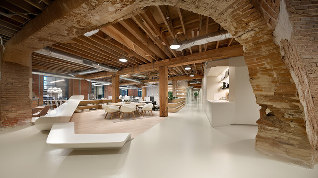 Modern workspace with minimalist furniture and neutral palette, embodying simplicity and professional elegance.