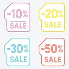 Four Colorful Sale Tags with Percentage Discounts