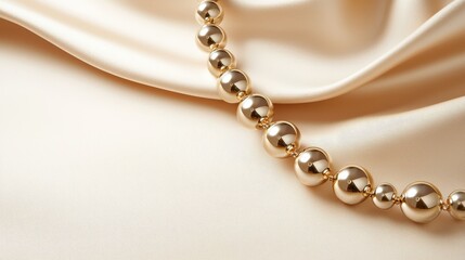 An elegant golden necklace draped on a smooth satin fabric background, emphasizing luxury and style, perfect for jewelry enthusiasts and fashion inspirations.