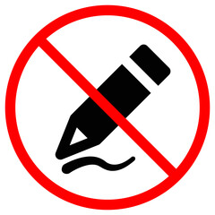 Do Not Write or Edit Sign Black Pencil Icon Inside Red Circle