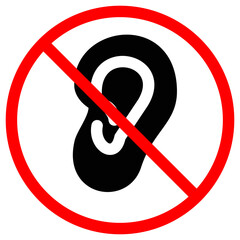 No hearing sign vector icon restriction for audio or listening concept