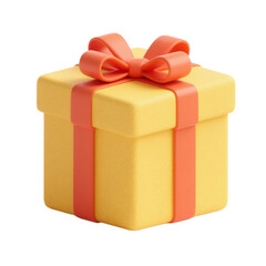 Obraz premium 3D yellow gift box with orange ribbon and bow