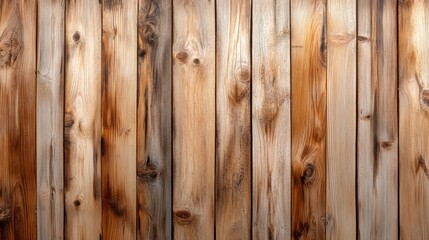 Fototapeta premium A beautifully arranged wooden plank backdrop showcasing a warm tone, ideal for various design projects and artistic presentations, conveying a sense of nature and homeliness.