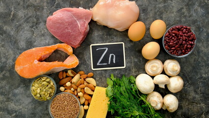 Foods contain zinc food. Selective focus.