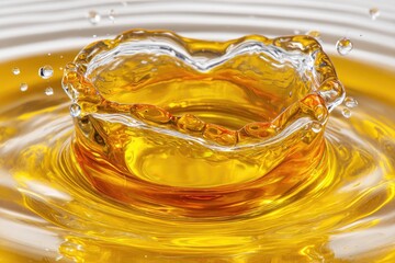 Golden liquid splash, concentric ripples