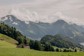 Naklejka premium mountains in the national park on the shore of the lake, lake in the mountains 