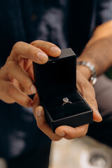 Man Proposing with Engagement Ring, Engagement Ring Moment on a Sunny Spring Day