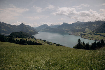 mountains in the national park on the shore of the lake, lake in the mountains 