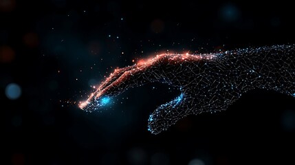 Glowing Abstract Hand Mesh Network Background
