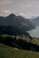mountains in the national park on the shore of the lake, lake in the mountains 