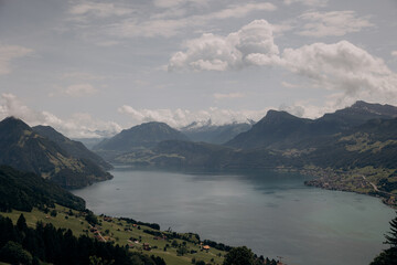 mountains in the national park on the shore of the lake, lake in the mountains 