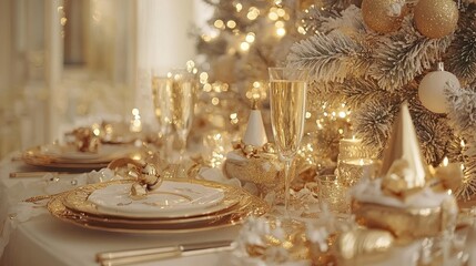 Luxurious Christmas dinner setting