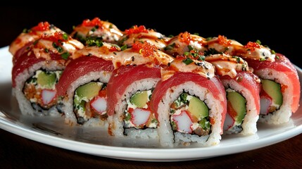Spicy Tuna Rolls on a Plate