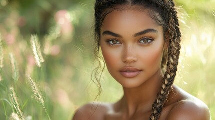 Natural beauty portrait in a garden setting