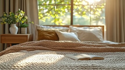 Sunlight streams into a cozy bedroom