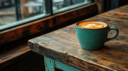 Cozy cafe latte by the window
