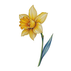 Blooming daffodil flower botanical garden illustration serene setting close-up view nature's beauty