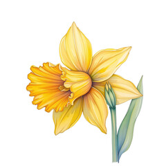 Blooming daffodil flower nature scene botanical illustration vibrant colors close-up view floral concept
