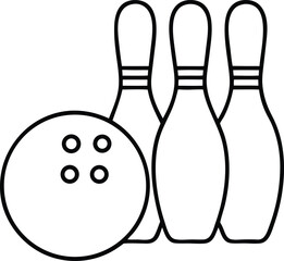 Three pins and bowling ball icon