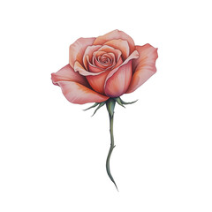 Delicate pink rose bloom botanical garden digital illustration natural environment close-up view floral concept