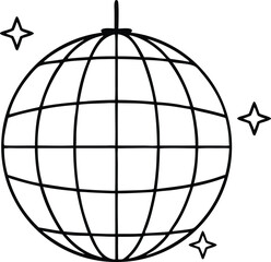 Disco ball shining stars icon
