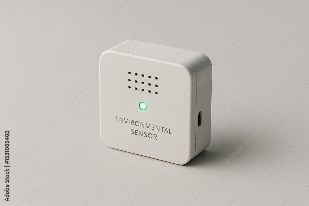 Poster environmental sensor with led indicator for monitoring air quality and climate conditions