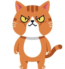 Fototapeta premium Angry orange cat standing with yellow eyes and white belly vector illustration 