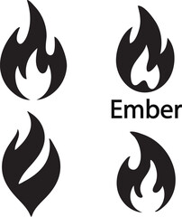 Flame Silhouette Icons for Fire Safety and Heat Symbol Concepts