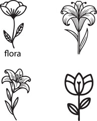 Elegant Flower Silhouette Icon  Floral Graphic for Nature Designs