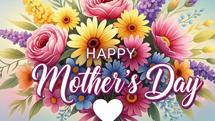 Vibrant floral bouquet happy mothers day greeting card design