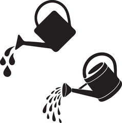 Watering Can Silhouette Pouring Water Drops