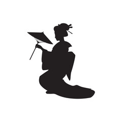 Japanese geisha woman in traditional costum