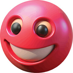 Fototapeta premium A 3D rendering of a happy red emoticon with a wide, joyful grin and expressive eyes, conveying a cheerful and playful mood.