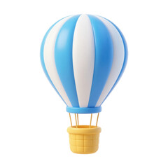 3D blue and white striped hot air balloon